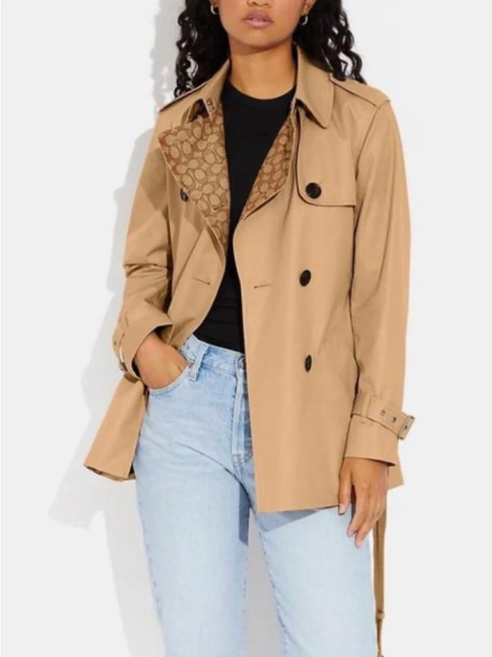 NWT Coach signature lapel Tan Trench Coat size X-Large $550